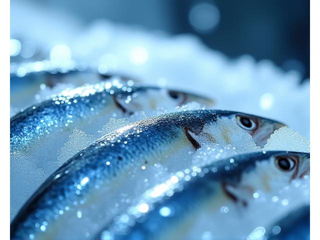 船上で急速冷凍されたばかりの新鮮な魚